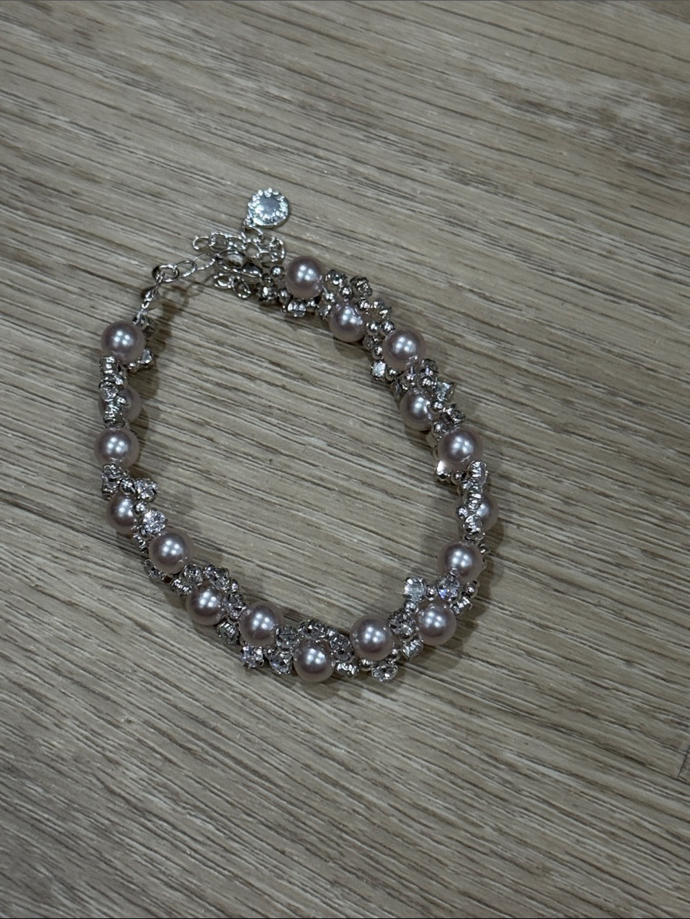 Pearl and Crystal Silver-Tone Bracelet - Elegant Women's Jewelry